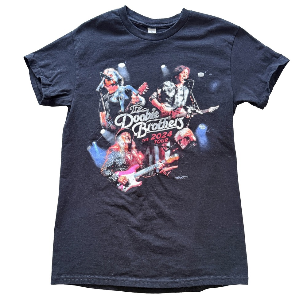 The Doobie Brothers 2024 Tour Graphic T-Shirt Mens Small Black Gildan Band Tee